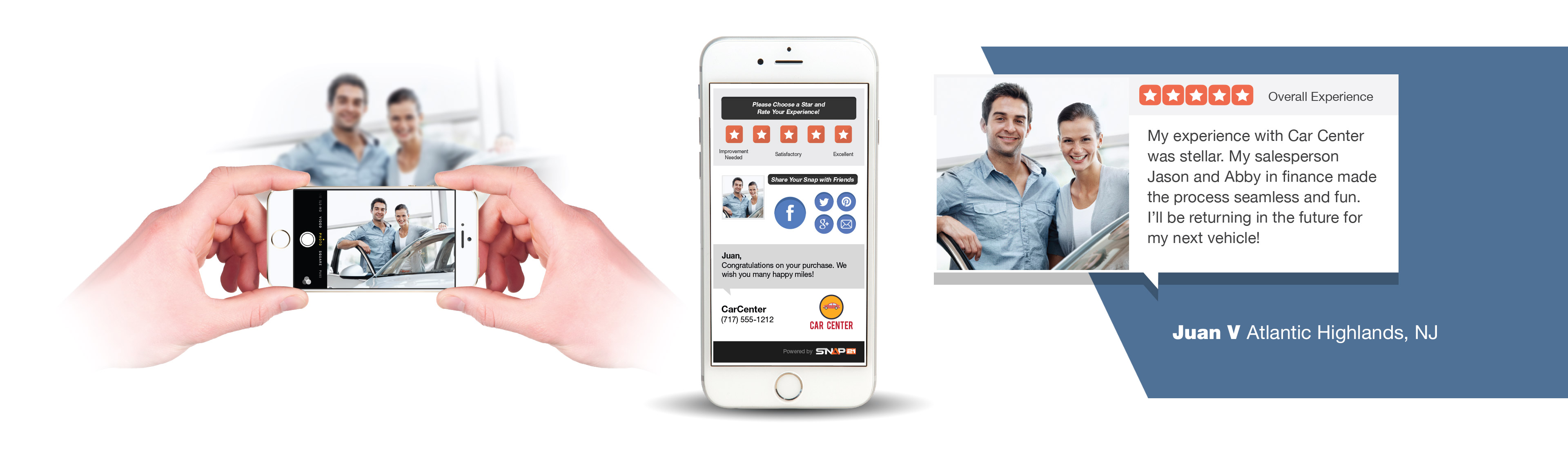 Requesting a review or social share is simple